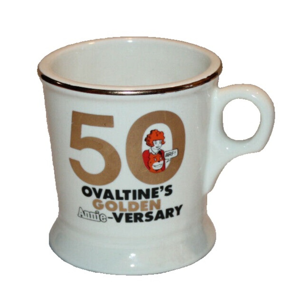 vintage 1981 Ovaltine's Golden Annie-Versary 50th Anniversary mug Little Orphan